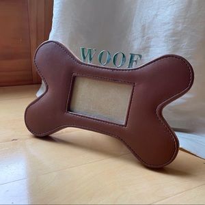 WOOF Leather Picture Frame; Dog Bone Photo Frame